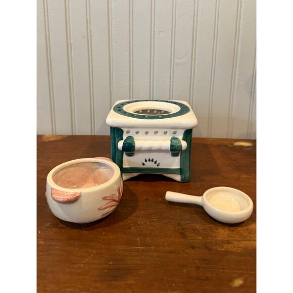Vintage Ceramic Stove Aroma Lamp Wax Warmer 1990s Kitchen Lighting Decor - Picture 6 of 6
